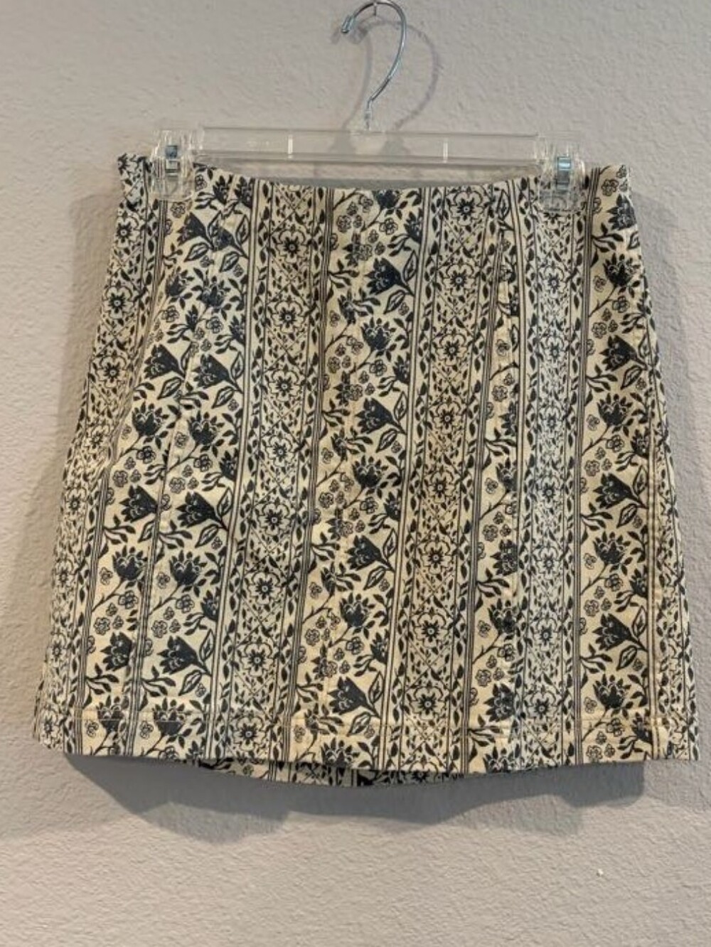 Free People Womens Classic Blue Cream Floral Stripe Printed Mini Skirt Size 8